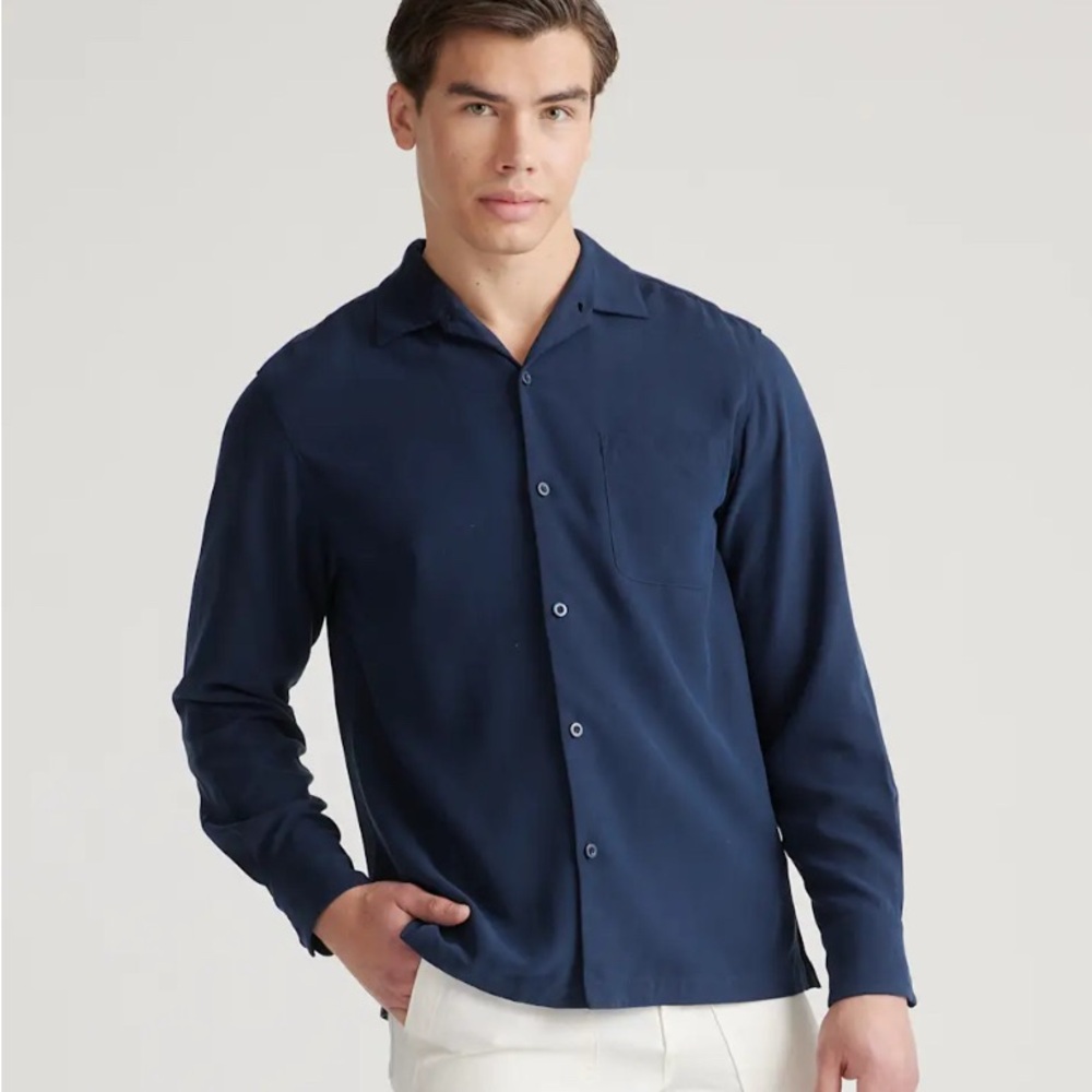 Men's Navy Blue Shirt (100% Silk)